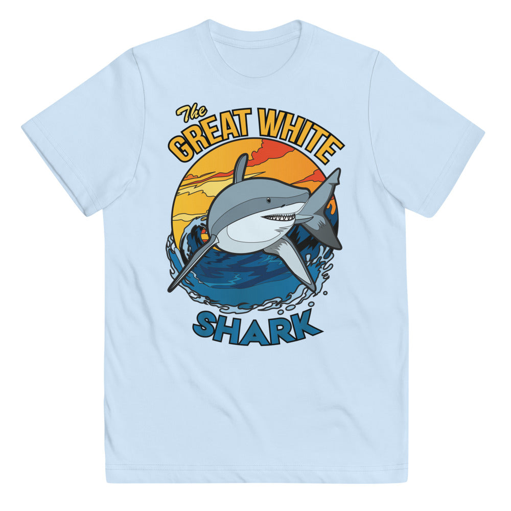 Great White Shark T-Shirt | Shark Scuba Diver Tee XX-Large / Cool Blue